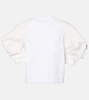 Puff-sleeve cotton-blend T-shirt