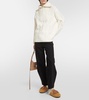 Journey faux fur-trimmed suede mules