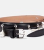 Faux pearl-embellished leather belt