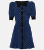 Bow-detail polka-dot silk minidress