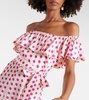 Giselle off-shoulder polka-dot midi dress