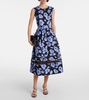 Floral belted cotton-blend midi dress