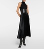 Pleated croc-effect satin midi skirt