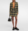Checked wool-blend blazer