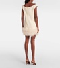 Feather-trimmed crêpe minidress
