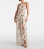 Floral silk creponne maxi dress
