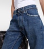 Checked-detail straight jeans