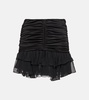 Ruffle-trimmed pleated miniskirt