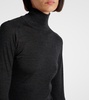 Faux shearling-trimmed virgin wool midi dress