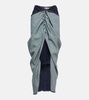 Draped denim maxi skirt