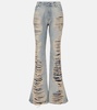Distressed high-rise bootleg jeans