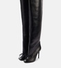 Bow-detail leather over-the-knee boots