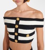 Striped off-shoulder crop top