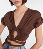 Draped cutout jersey tie top