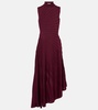 Asymmetric virgin wool midi dress