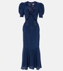 Polka-dot bow-detail silk midi dress