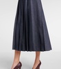 Vale pleated denim midi skirt