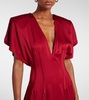 Draped satin midi dress