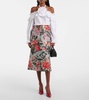 Floral halterneck cotton-blend top