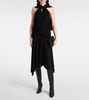 Draped ruched crêpe jersey midi dress