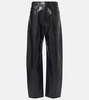 Luna high-rise leather-blend barrel-leg jeans