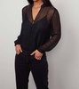 tomei l/s peasant top in black