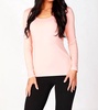 long sleeve scoop neck top in peach