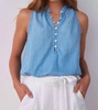 sleeveless elastic waist tank pullover in caribbean wash