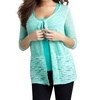 tie-front melange cardigan in teal