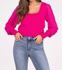 puff long sleeve top in hot pink