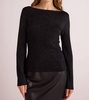 boatneck long sleeve sweater in black with metallic