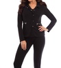 wrinkle free military snap hooded cardigan in black
