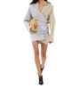 stretch taffeta two tone shirt dress in fantasy light blue