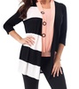 striped button draped cardigan in peach multi