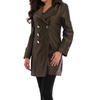 metallic double breasted rain jacket in army