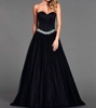 lace up back gown in black/silver