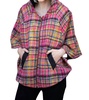 mari cape in pink plaid