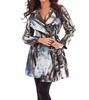 arctic belted collard rain jacket in blue multi