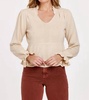 rachelle ruffle v-neck sweater in vintage cream