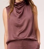 luxe satin drape tank in chai