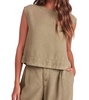 boxy button back top in french olive