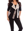 cross stitch hooded vest in black/stone