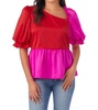 rooney top in mollie pink/lollipop red