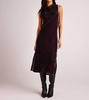 mock neck halter dress in aubergine
