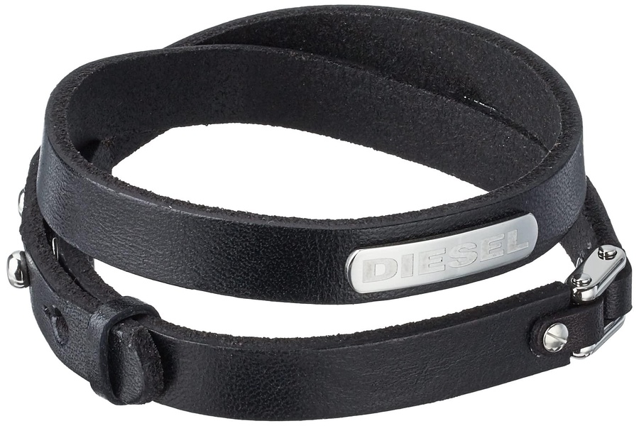 Diesel Stainless Steel and Leather Bracelet for Men