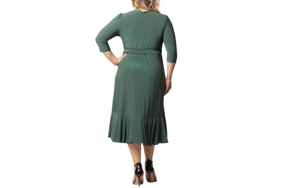 Plus Size Whimsy Ruffled Midi Wrap Dress
