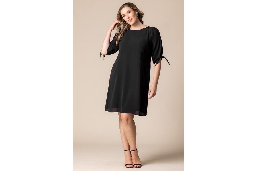 Plus Size Manhattan Shift Dress with Tie Sleeves