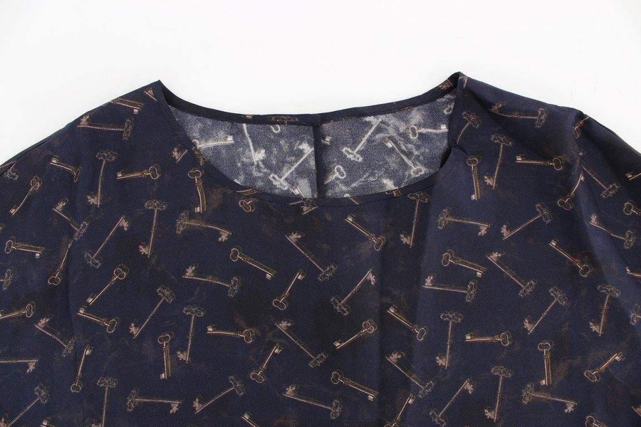 Dolce & Gabbana  Blue gold key print silk blouse