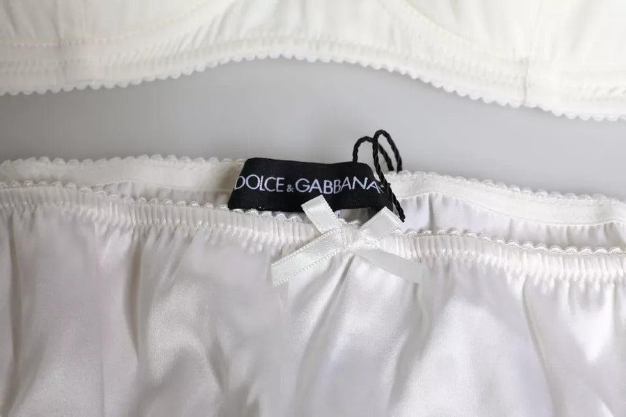White Silk Stretch Panty Balconette Bra Underwear