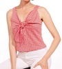 gingham plaid bow top in pink